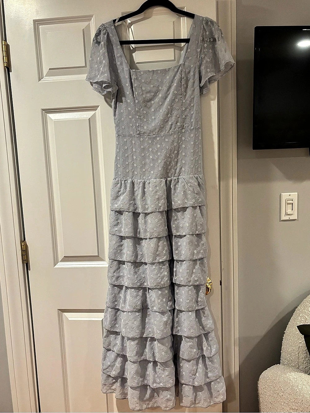 Light blue Floral Tiered Maxi Dress